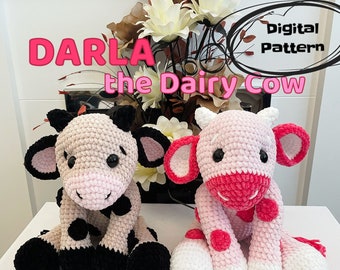 Darla the Dairy Cow Crochet PATTERN, Cute Plush Toy, Crochet Cow, Handmade Gift, Cuddly Stuffed Animal, Beginner Friendly, Amigurumi Cow