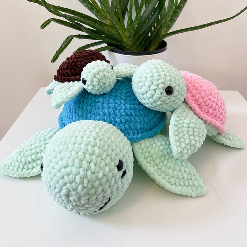 Crochet Sea Turtle Pattern PDF, 3 Sizes Amigurumi Bundle, Beginner Friendly Stuffed Turtle Plushie, Instant Digital Download image 10