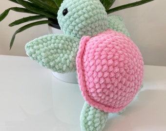 MEDIUM Häkelschildkröte, süßes Plüschtier, Häkelschildkröte, handgemachtes Geschenk, kuscheliges Stofftier, anfängerfreundlich, Amigurumi Schildkröte