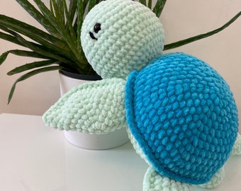 GROSSE Schildkröte Häkelanleitung, süßes Spielzeug, Häkelschildkröte, handgemachtes Geschenk, kuscheliges Stofftier, anfängerfreundliches Muster, Amigurumi Schildkröte