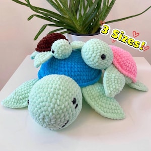 Crochet Sea Turtle Pattern PDF, 3 Sizes Amigurumi Bundle, Beginner Friendly Stuffed Turtle Plushie, Instant Digital Download image 3