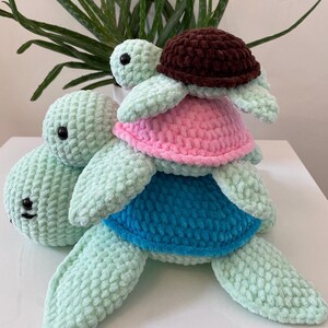 Crochet Sea Turtle Pattern PDF, 3 Sizes Amigurumi Bundle, Beginner Friendly Stuffed Turtle Plushie, Instant Digital Download image 4