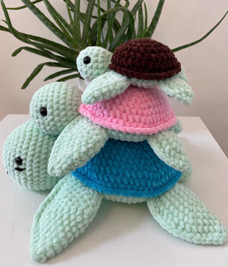 Crochet Sea Turtle Pattern PDF, 3 Sizes Amigurumi Bundle, Beginner Friendly Stuffed Turtle Plushie, Instant Digital Download image 4