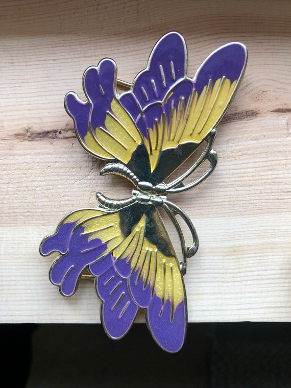 Vintage 1980’s Gold Metal Enamel Butterfly Belt B… - image 6