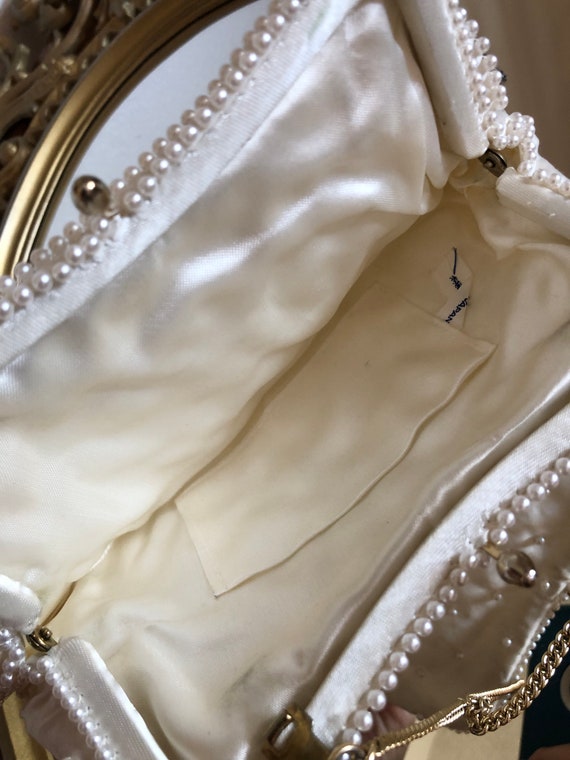 Vintage White Beaded Evening Bag, Vintage White B… - image 4