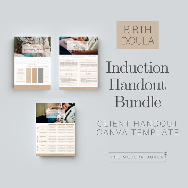 Induction Handout Bundle, Doula Handout Templates, Birth Doula Tools, Birth Planning, Childbirth Education, Doula Prenatal Forms