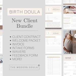 New Client Bundle for Birth Doulas, Client Intake Forms, New Client Onboarding, Birth Doula Welcome Package, Doula Client Paperwork
