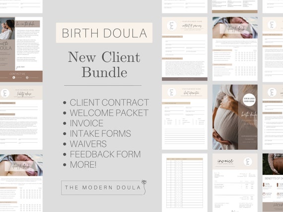 New Client Bundle for Birth Doulas, Client Intake Forms, New Client Onboarding, Birth Doula Welcome Package, Doula Client Paperwork