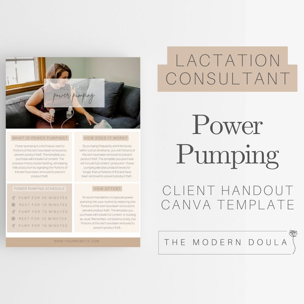 Power Pumping Breastfeeding Client Handout, Lactation Consultant Forms, IBCLC, Breastfeeding Education Tools, Editable Doula Canva Template