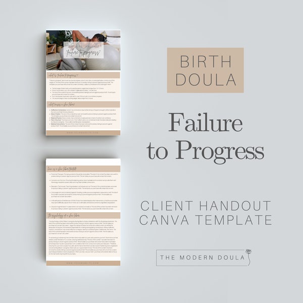 Failure to Progress Handout, Slow Labor Doula Client Handout, Birth Doula Forms, Labor and Delivery, Childbirth Education, Doula Business