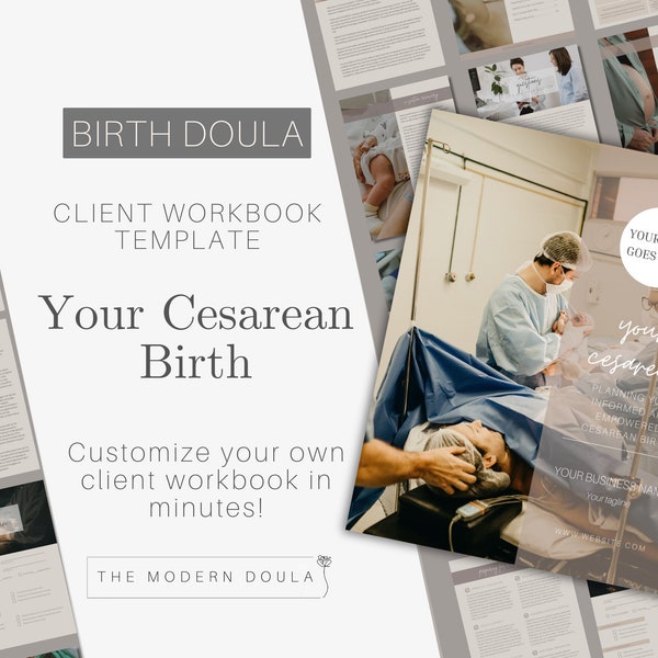 Cesarean Birth Plan Workbook, Birth Doula Client Workbook Template, C-Section Plan, Doula Forms and Handouts, Printable Doula Business Forms