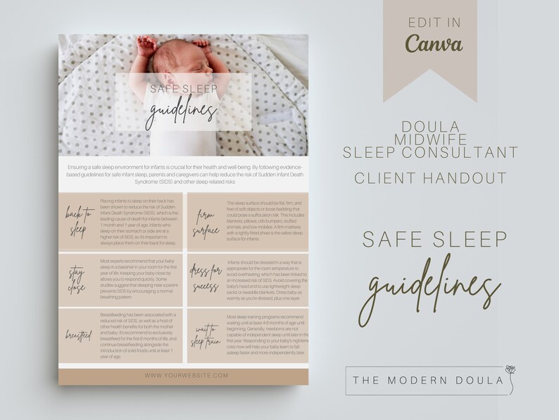 Safe Sleep Guidelines Handout Postpartum Doula Client Etsy