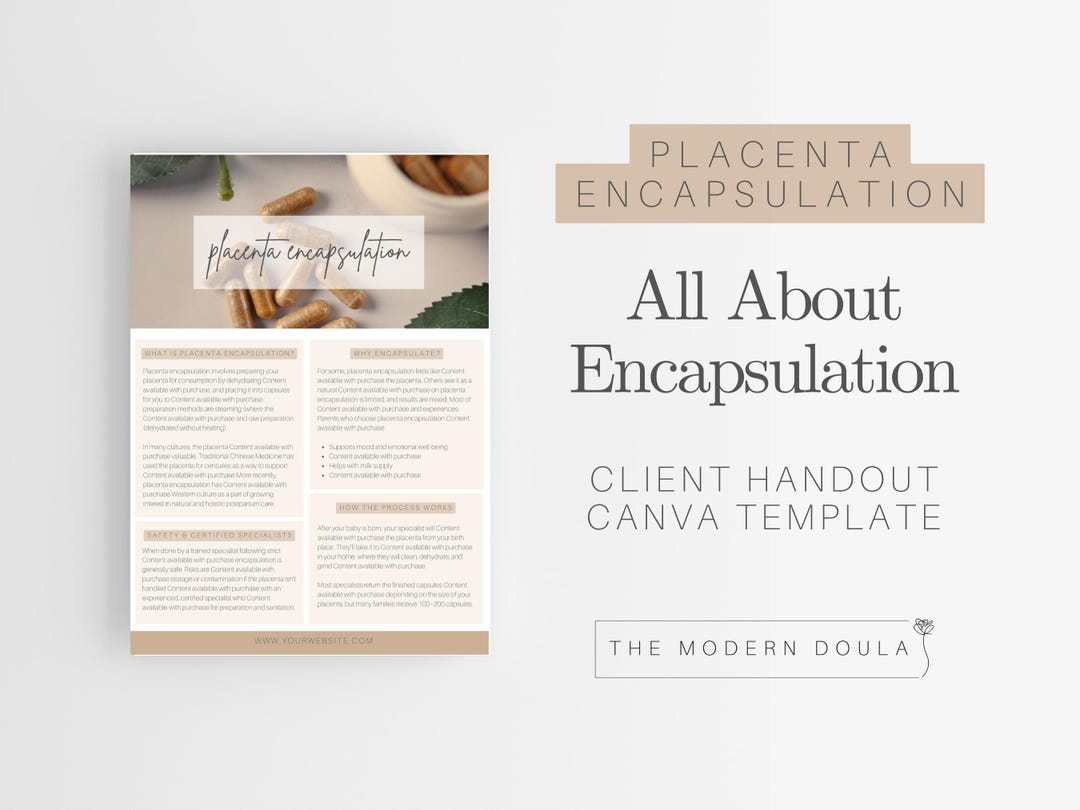 Placenta Encapsulation Handout, Birth Doula Handouts, Doula Forms ...