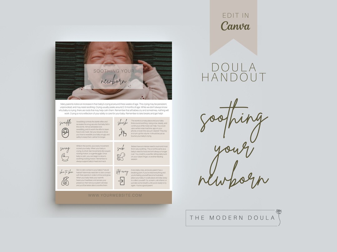 Newborn Soothing Doula Handout, Newborn Care Tips, Postpartum Doula ...