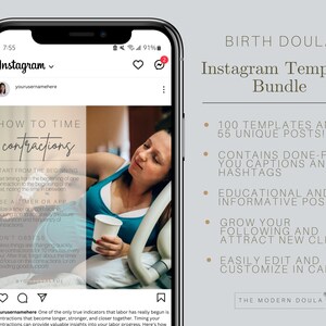 Birth Doula Instagram Templates, Doula Social Media Posts, Doula Instagram Templates, Editable Doula Social Media Posts, Doula Marketing image 3