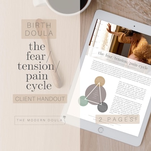 Fear/Tension/Pain Cycle Handout, Doula Client Handout, Birth Doula Forms, Labor and Delivery, Childbirth Education, Doula Business