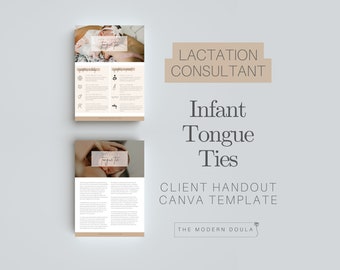 Tongue Tie Breastfeeding Handout, Editable Postpartum Doula Client Handout, Printable Lactation Consultant Handout, IBCLC Business Forms