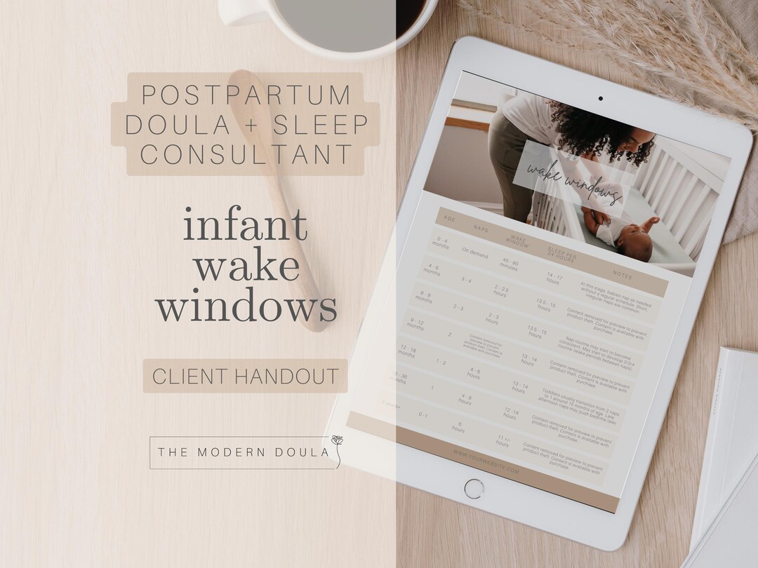 Editable Infant Wake Windows Handout, Sleep Consultant, Baby Sleep ...