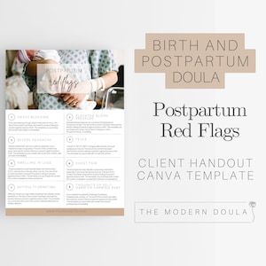 Postpartum Recovery Red Flags Cycle Handout, Doula Client Handout, Postpartum Doula Forms, Childbirth Education, Doula Business