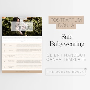 Babywearing Client Handout, Postpartum Doula Handouts, Doula Business Resources, Doula Digital Download, Editable Doula Template