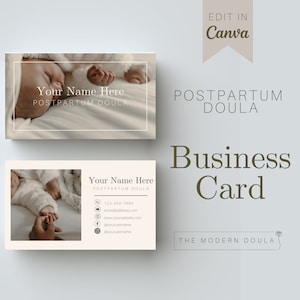 Carte de visite Doula post-partum, supports marketing Doula, modèles Doula modifiables, outils commerciaux Doula