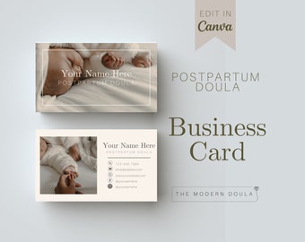 Tarjeta de presentación para doulas posparto, materiales de marketing para doulas, plantillas editables para doulas, herramientas para el negocio de doulas
