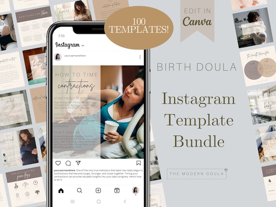 Birth Doula Instagram Templates, Doula Social Media Posts, Doula Instagram Templates, Editable Doula Social Media Posts, Doula Marketing
