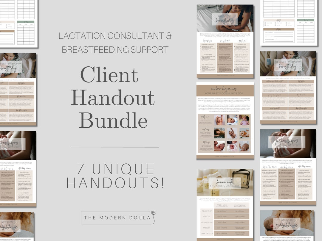 Breastfeeding Education Handout Bundle, Editable IBCLC Handouts, Postpartum Doula Client