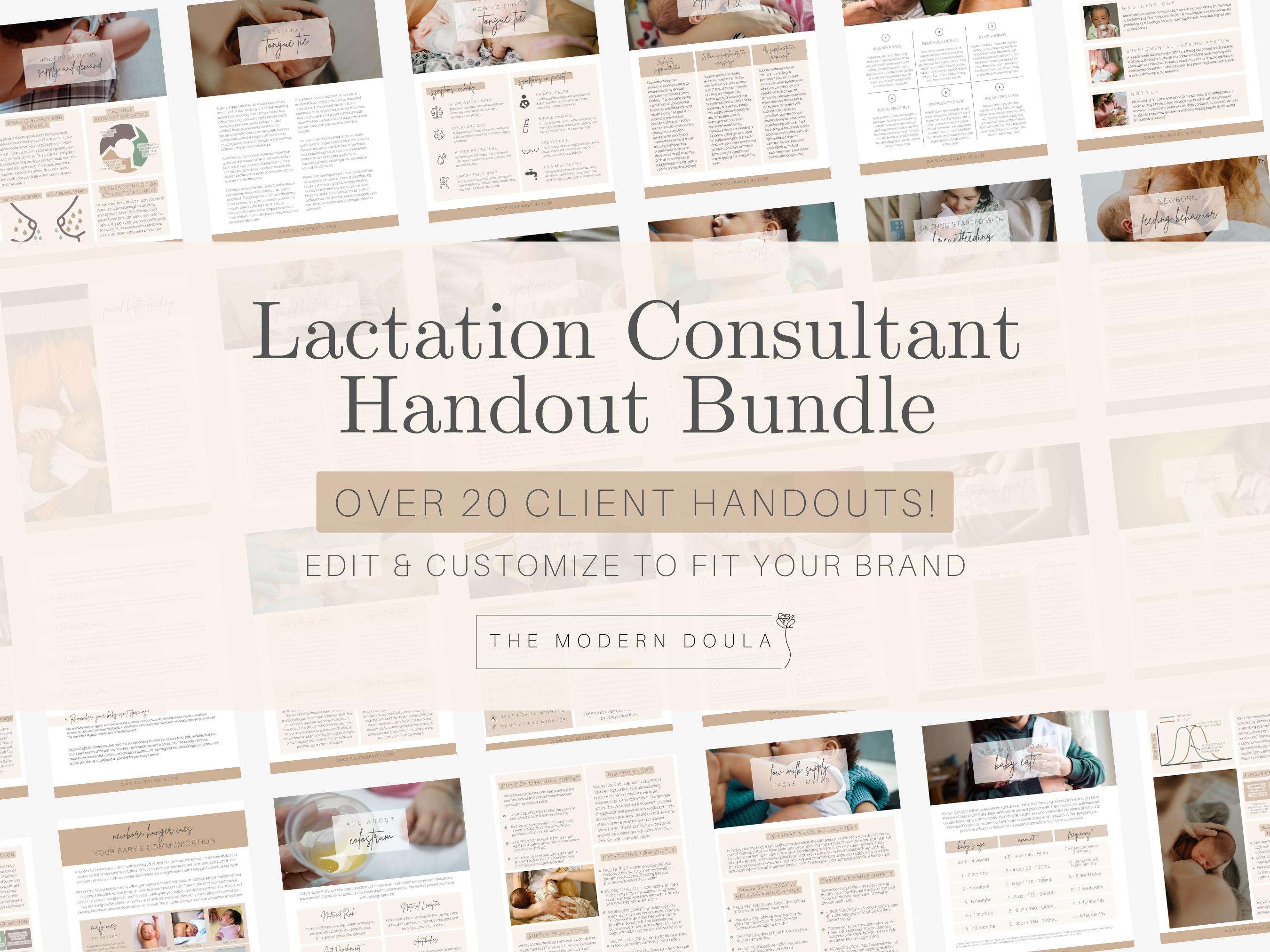 Lactation Consultant Handout Bundle, Breastfeeding Client Handouts, IBCLC Client Forms, Breastfeeding Support Handouts, Doula Handouts