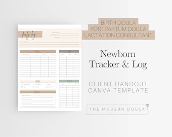 Newborn Tracker, Printable Newborn Care Log, Editable Feeding Tracker, Breastfeeding Tracker, Postpartum doula log