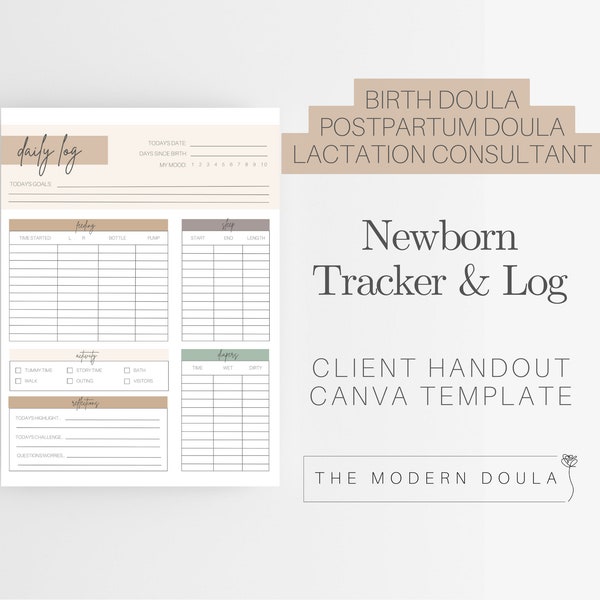 Newborn Tracker, Printable Newborn Care Log, Editable Feeding Tracker, Breastfeeding Tracker, Postpartum doula log