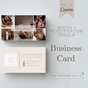 Biglietto da visita per doula per parto e post-parto, materiali di marketing per doula, modelli modificabili per doula, strumenti per attività di doula