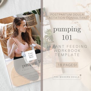 Pumpning 101 klientarbetsbok, redigerbara amningskonsultformulär, utdelat material för klienter efter förlossningen, IBCLC-resurser, doulaguidebok