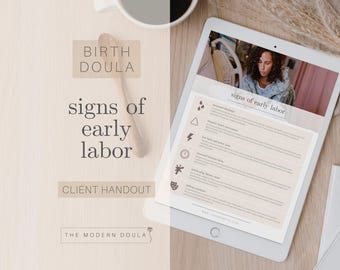 Early Labor Client Handout,  Signs of Early Labor, Natural Birth Plan, Birth Client Forms, Doula Client Intake, Childbirth Education