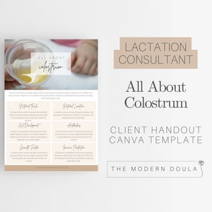 Informatie over colostrumcliënt, papierwerk lactatiekundige, Doula Canva-sjablonen en -formulieren, voorlichting over borstvoeding, IBCLC-bronnen