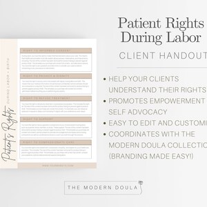 Printable Client Rights Patient's Rights During Labor Client Handout, Birth Doula Client Files ...