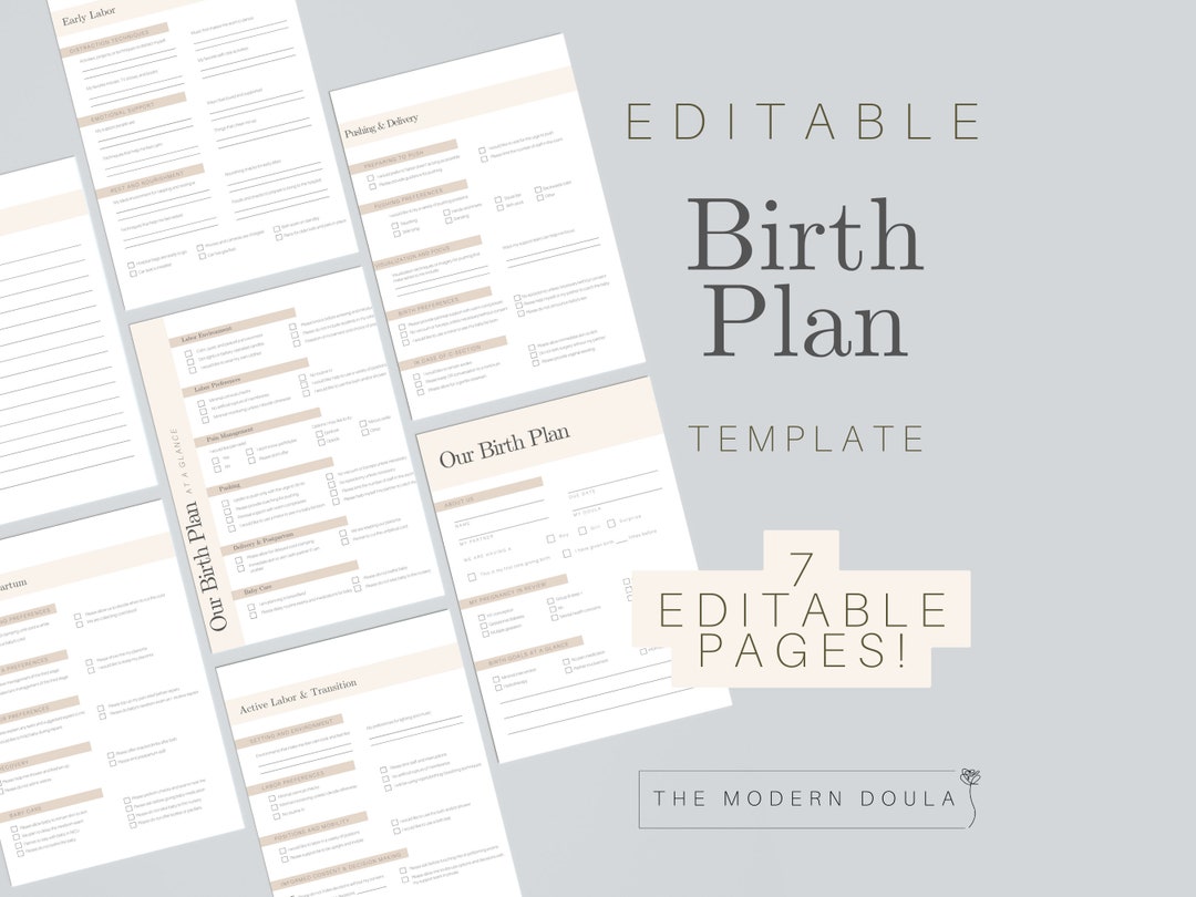 Labor and Birth Preferences, Birth Plan Template, Editable Birth Plan ...
