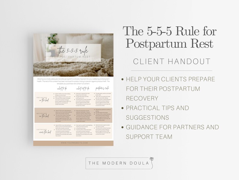 Postpartum Recovery: 5-5-5 Rule Doula Handout (digital Download) - Etsy