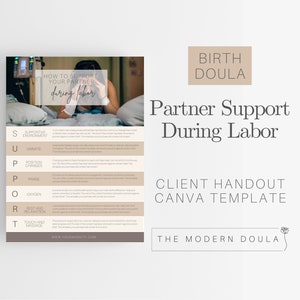 Labor Support Handout, Partner Birth Support, Birth Doula Information Forms, Editable Doula Forms, Doula Client Forms, Doula Handout