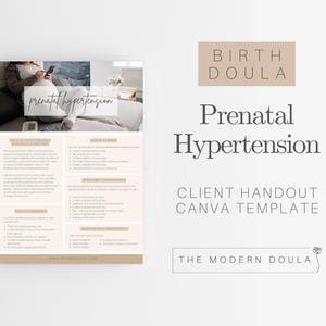 Prenatal Hypertension Doula Handout: Editable Canva Template (Digital Download)