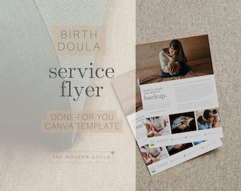 Birth Doula Flyer Template, Doula Marketing Materials, Editable Doula Handout, Doula Business, Doula Advertising, Doula Canva Template