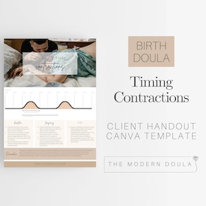 Timing Contractions Handout, Birth Doula Client Handout, Doula Forms, Labor and Delivery, Childbirth Education, Doula Client Forms