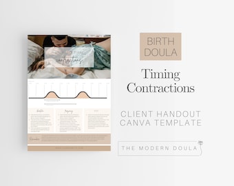 Timing Contractions Handout, Birth Doula Client Handout, Doula Forms, Labor and Delivery, Childbirth Education, Doula Client Forms