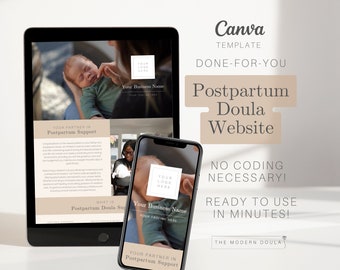 Postpartum Doula Website Template, Doula Canva Website, Webpage Template for Postpartum Doulas, Editable Doula Website, Doula Social Media