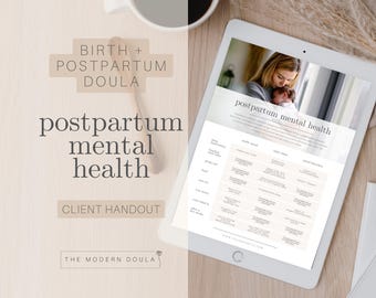 Postpartum Mental Health Handout, Doula Handout, Postpartum Planning, Postpartum Doula Client Forms, Printable Doula Template, Birth Doula