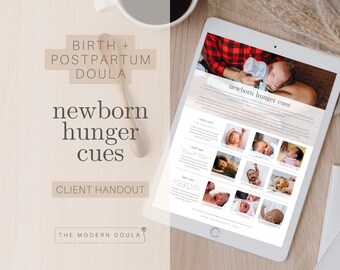Folleto para doulas sobre señales de hambre en recién nacidos, doula posparto, formularios de admisión de IBCLC, folleto para consultoras de lactancia, doulas de parto, recursos para la lactancia materna