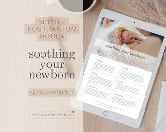 Neugeborenen Beruhigendes Doula Handout, Neugeborenen Pflegetipps, Doula Handout nach der Geburt, Doula Forms, Doula Business, Baby Beruhigung, Neugeborenen Pflege