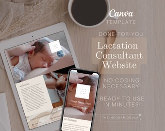 Lactation Consultant Website Template, IBCLC Website, Editable Lactation Consultant Webpage, IBCLC Social Media, Canva Website