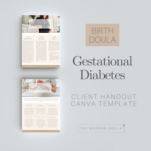Gestational Diabetes Client Handout, Birth Doula Client Files, Doula Tools, Childbirth Education, Doula Forms, Editable Doula Templates