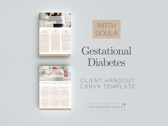 Gestational Diabetes Client Handout, Birth Doula Client Files, Doula Tools, Childbirth Education, Doula Forms, Editable Doula Templates